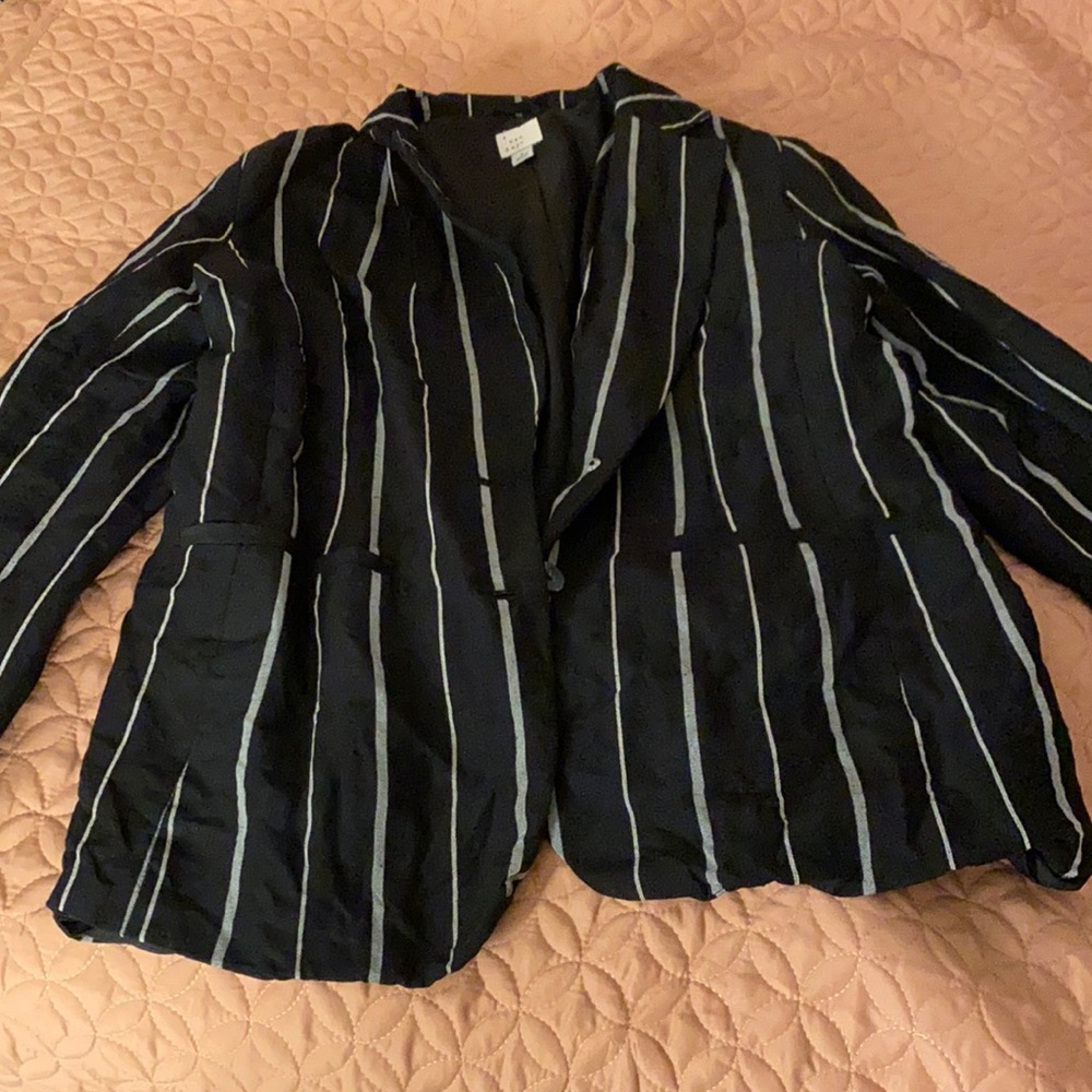Black with white stripes blazer size 8